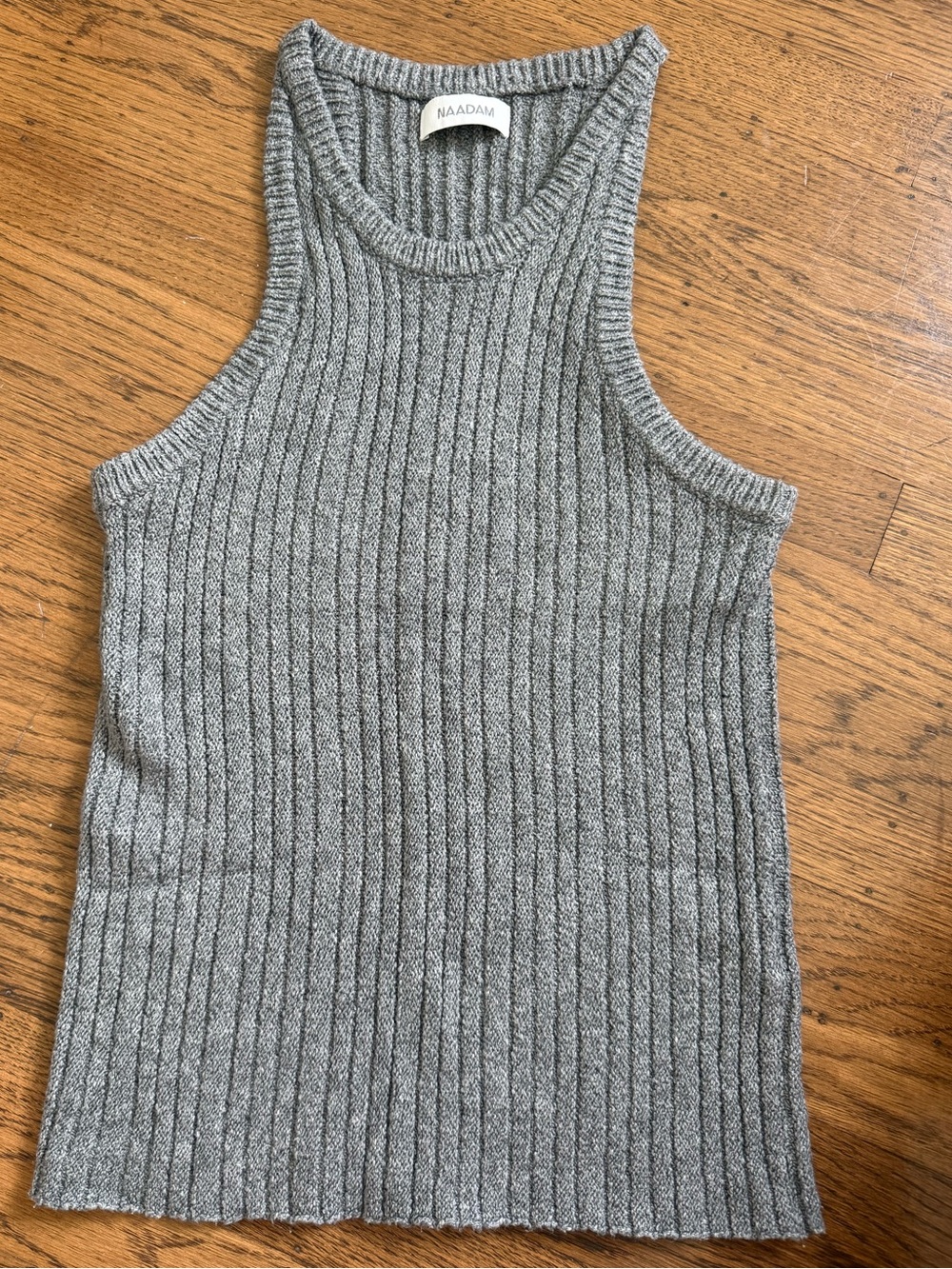 Naadam Ribbed Grey Knit Tank Sweater